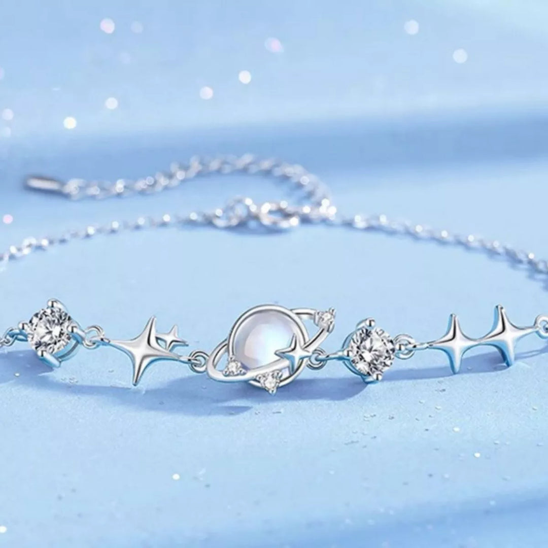 925 Sterling Silver Zircon Star Adjustable Bracelet