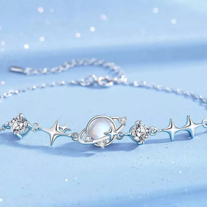 925 Sterling Silver Zircon Star Adjustable Bracelet