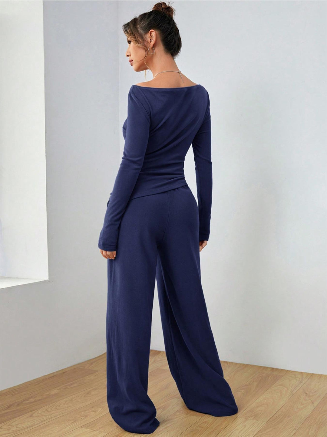 Long Sleeve Top and Wide Leg Pants Set