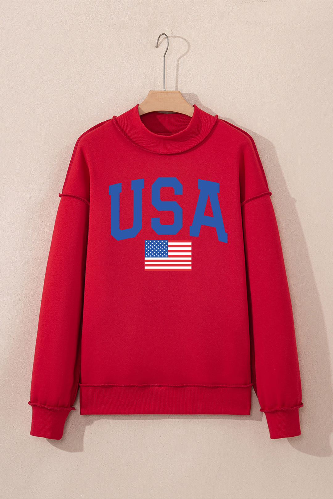 Racing Red Mock Neck Reversible USA/America Graphic Sweatshirt
