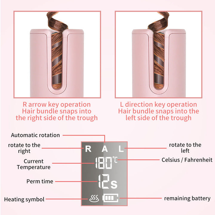 Wireless Automatic Curler USB  LCD Screen Ceramic Heating Anti-perm Curler