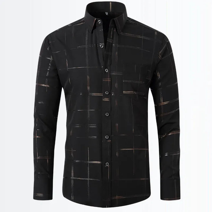 Men's Geometric Pattern Long Sleeve Button-Down Shirt