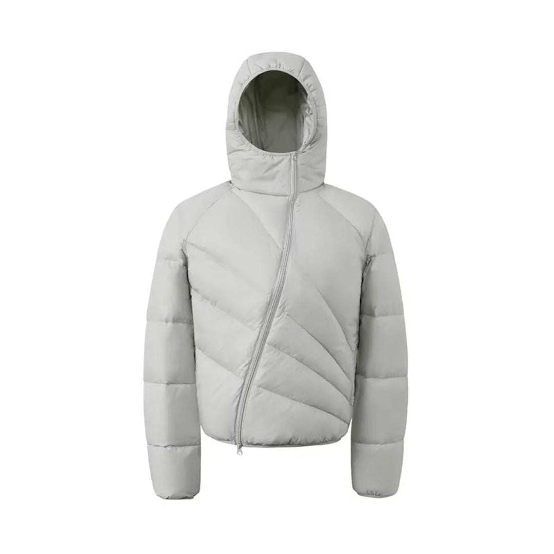 Mens Winter Thickened Warm Loose-Fit Coat With Diagonal Zipper