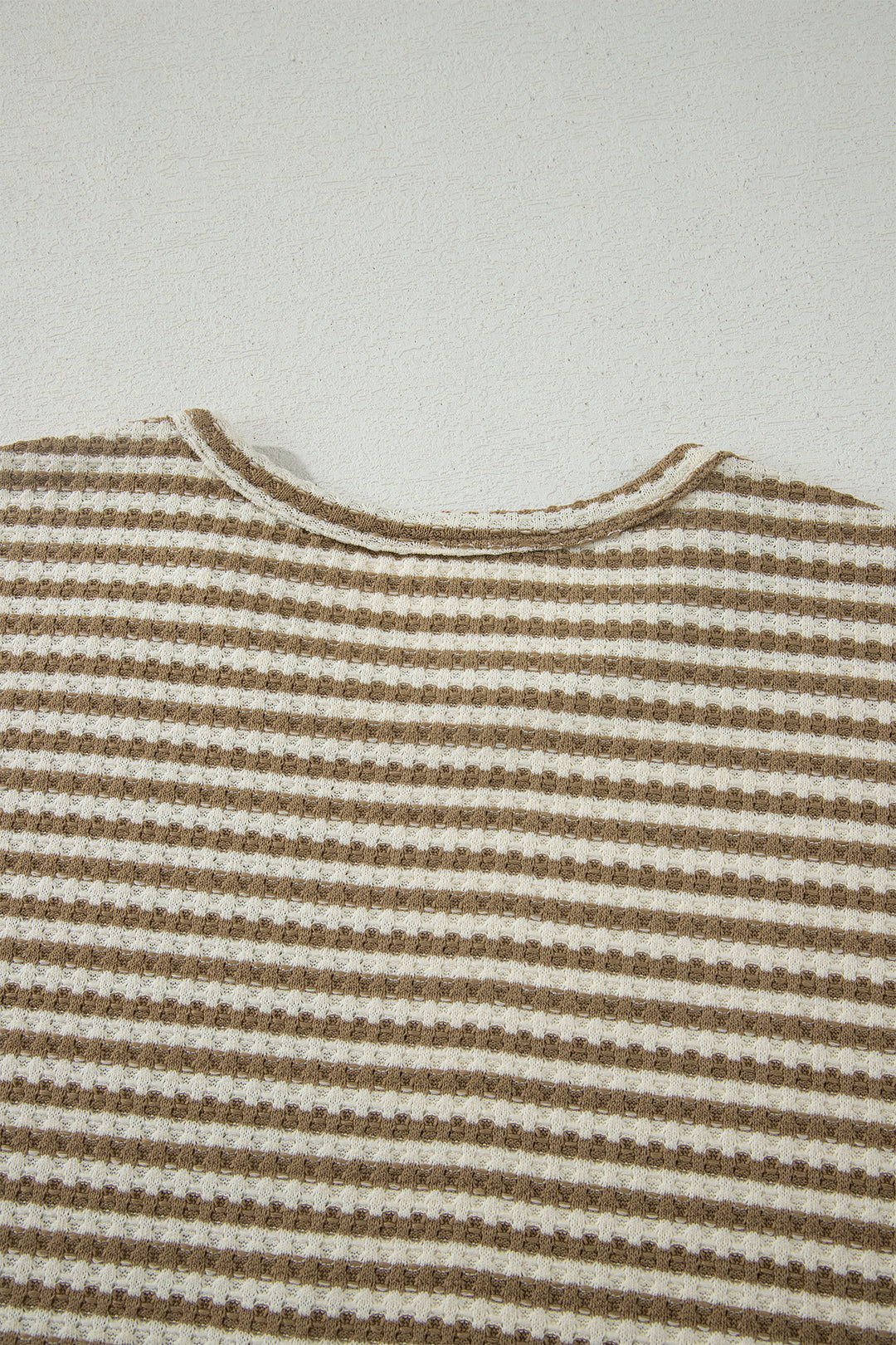 Brown Stripe Breathable Textured Knit Short 2pcs Set