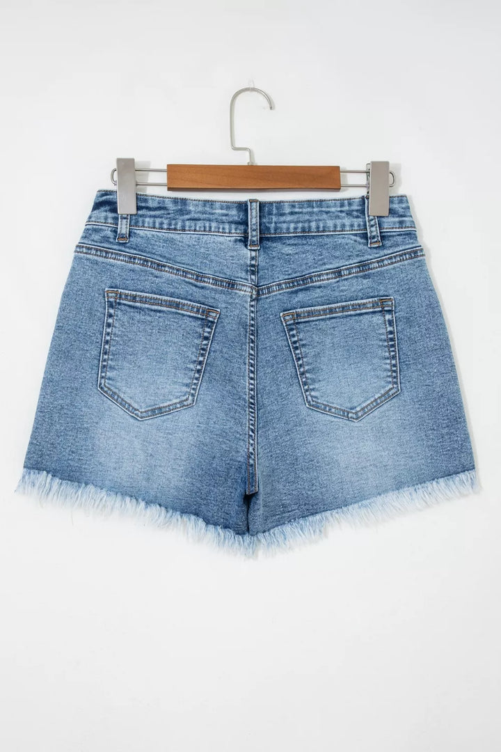 Western Embroidery Stud Denim Shorts
