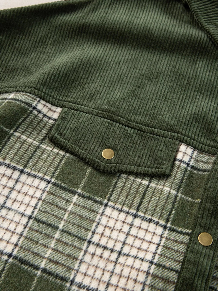 Plaid Button Up Long Sleeve Shacket