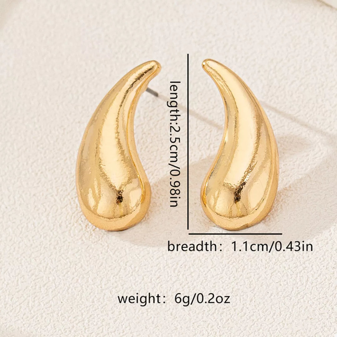 Curved Teardrop Stud Earrings