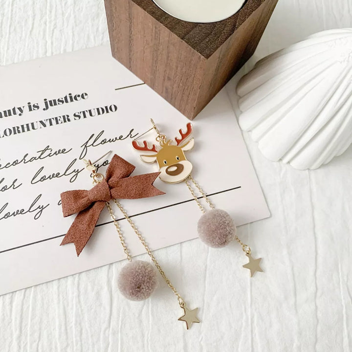 Reindeer Bowknot Drop Earrings