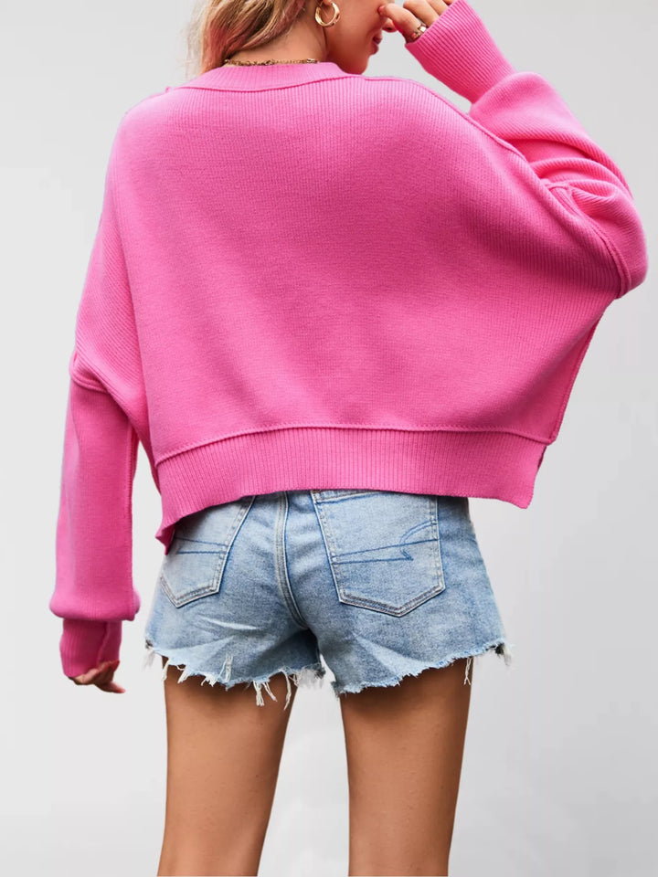 Round Neck Dropped Shoulder Sweater