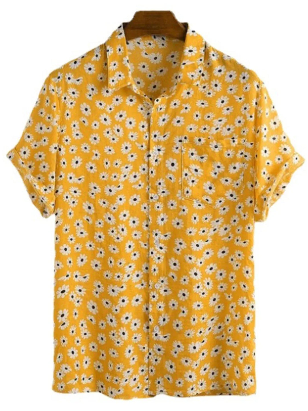 Men's Full Size Daisy Print Button Up Shirt Plus Size