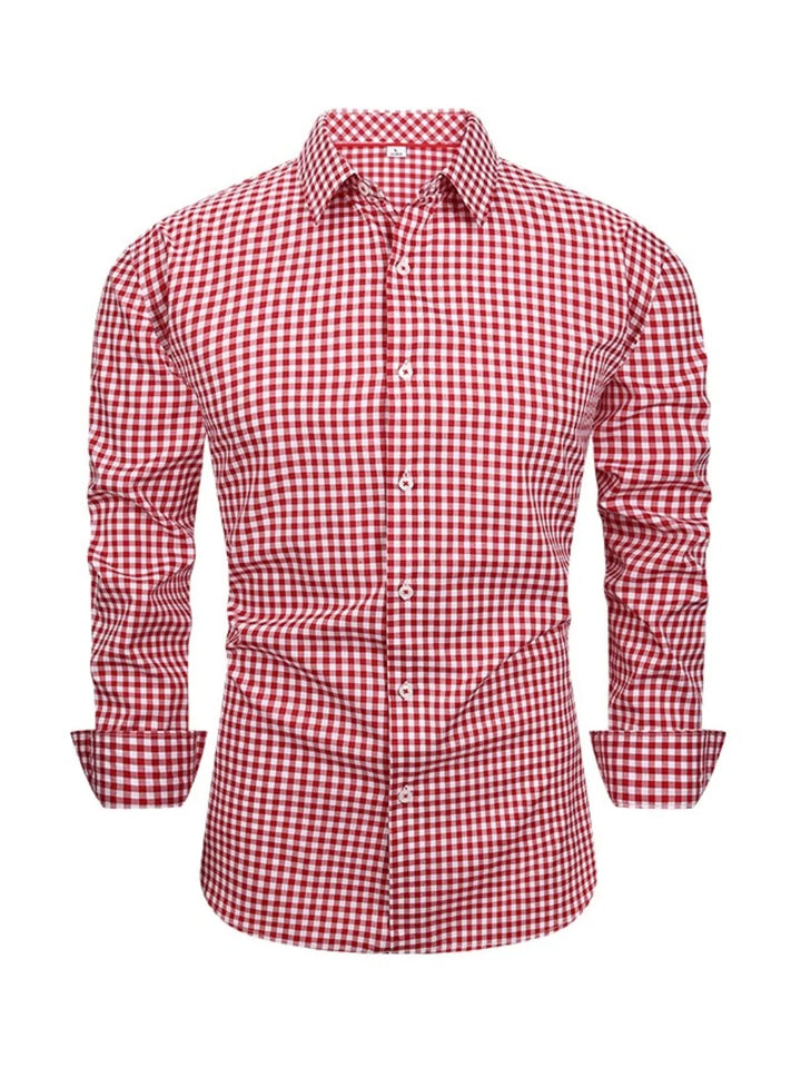 Men's Full Size Classic Fit Long Sleeve Gingham Shirt Plus Size