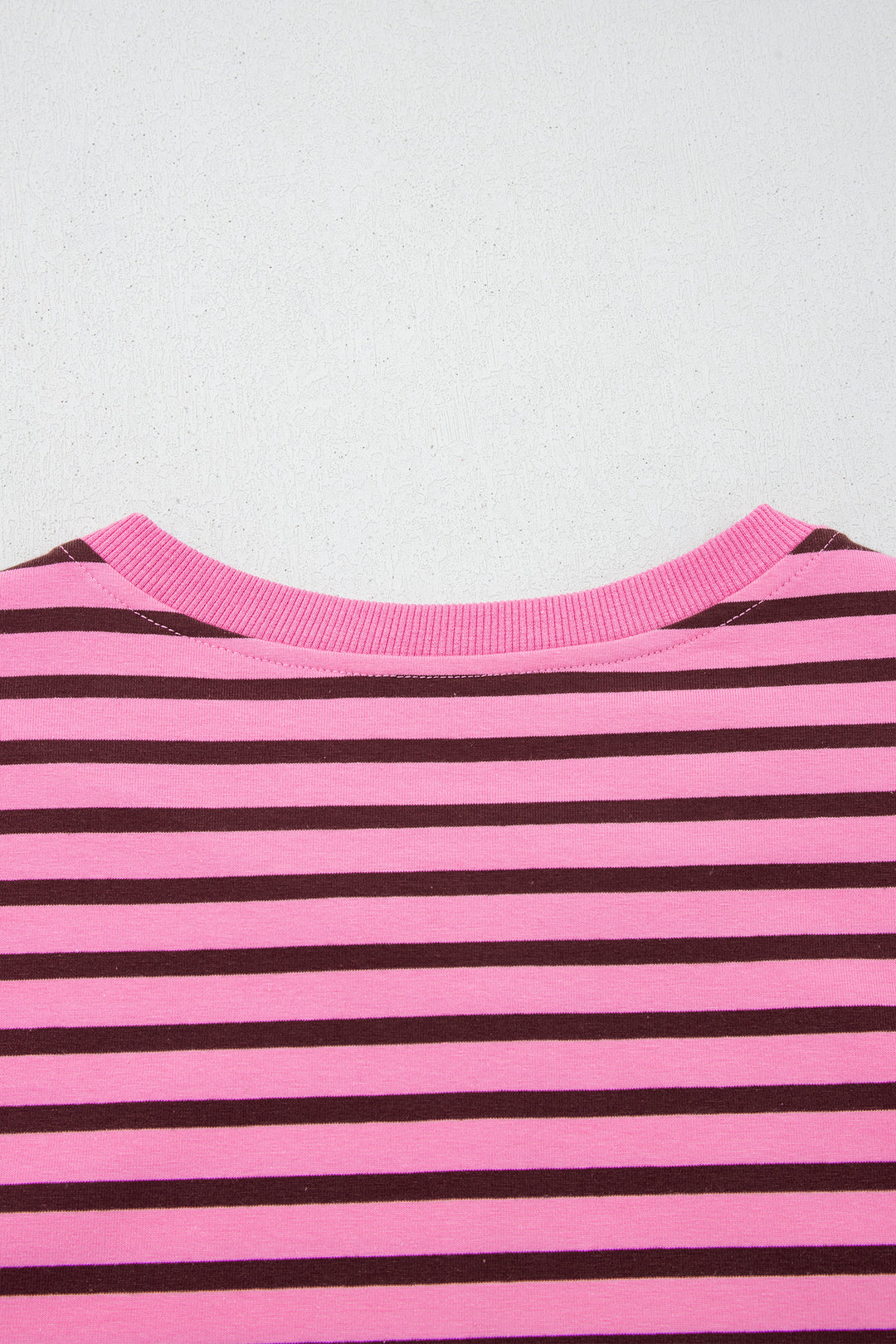 Pink Stripe V Neck Drop Shoulder Long Sleeve Top