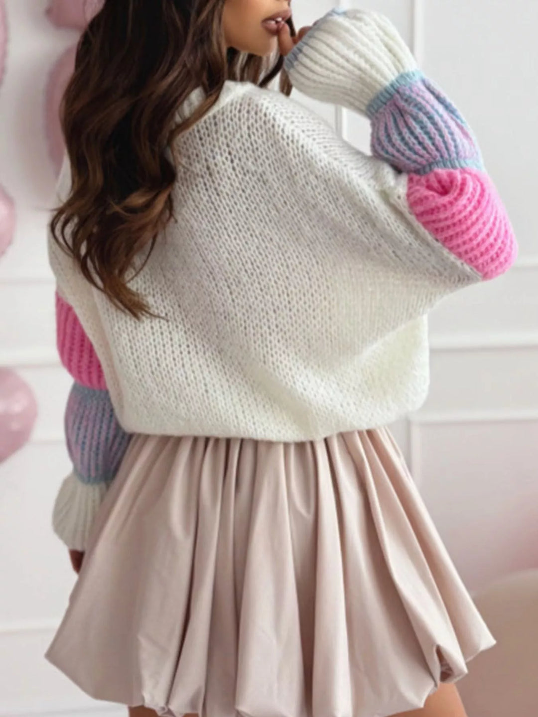 Color Block Round Neck Sweater