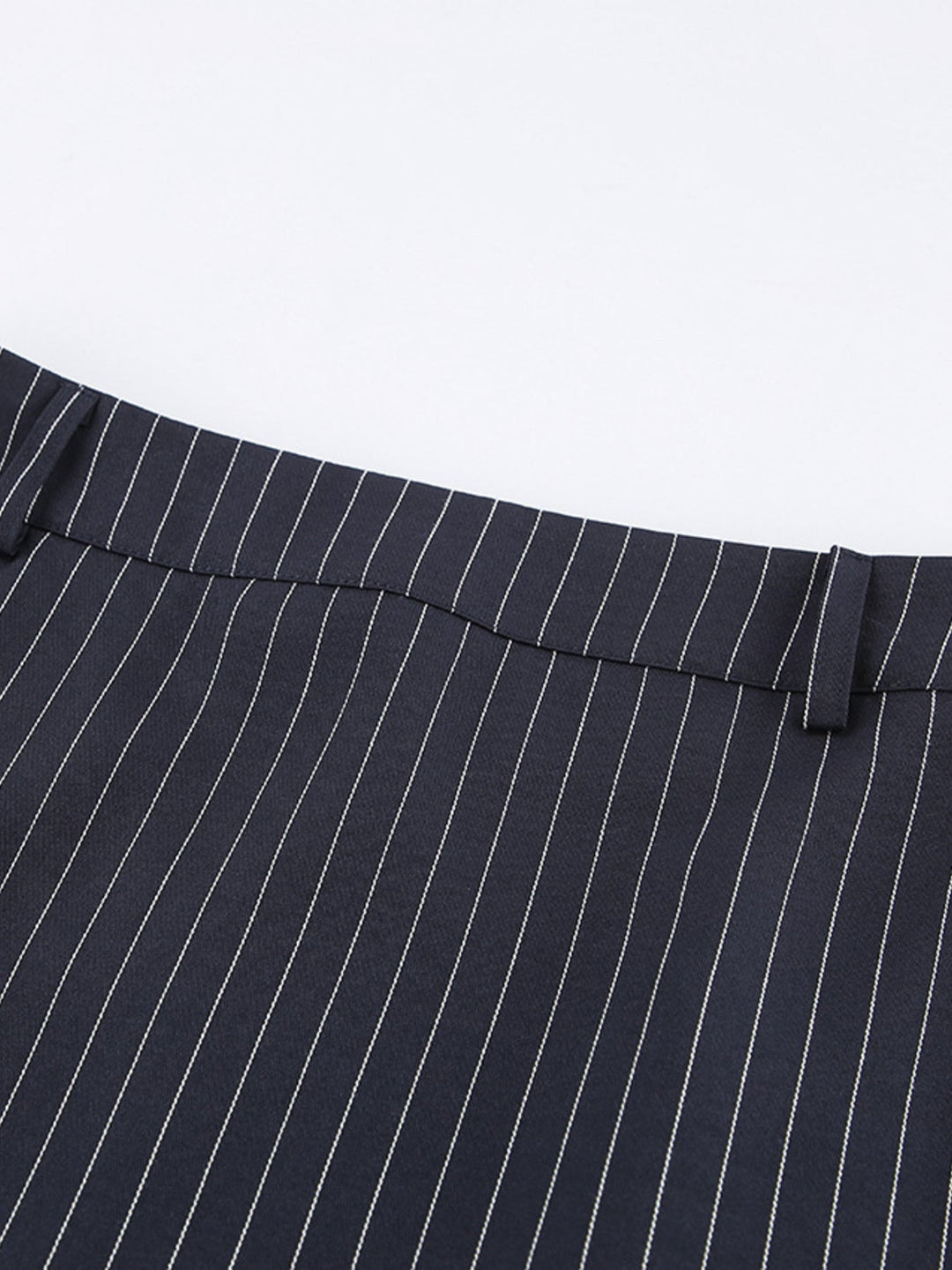 Striped Blazer & Mini Skirt Set with Neck Tie