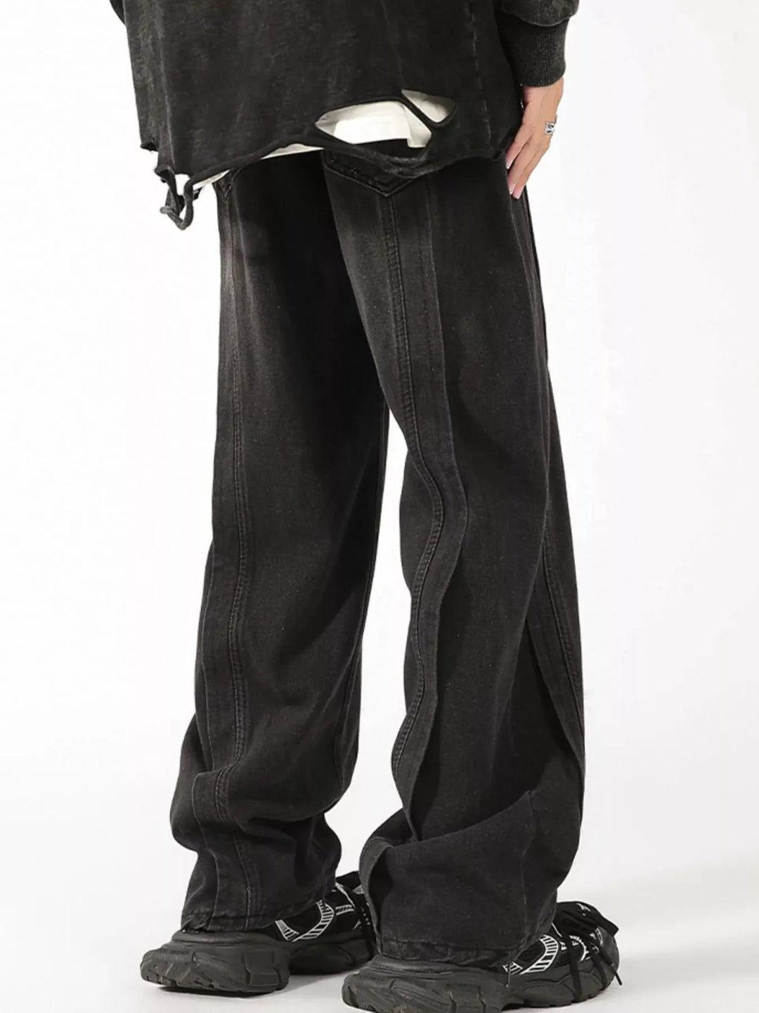 Men's Plus Size Vintage Wash Wide Leg Jeans