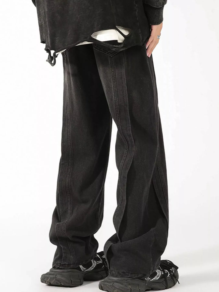 Men's Plus Size Vintage Wash Wide Leg Jeans