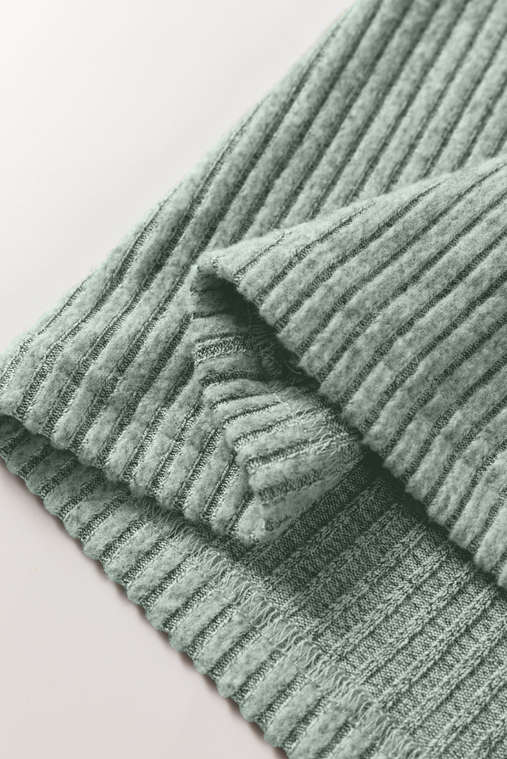 Clearly Aqua Ribbed Texture Drop Shoulder Henley Knit Top