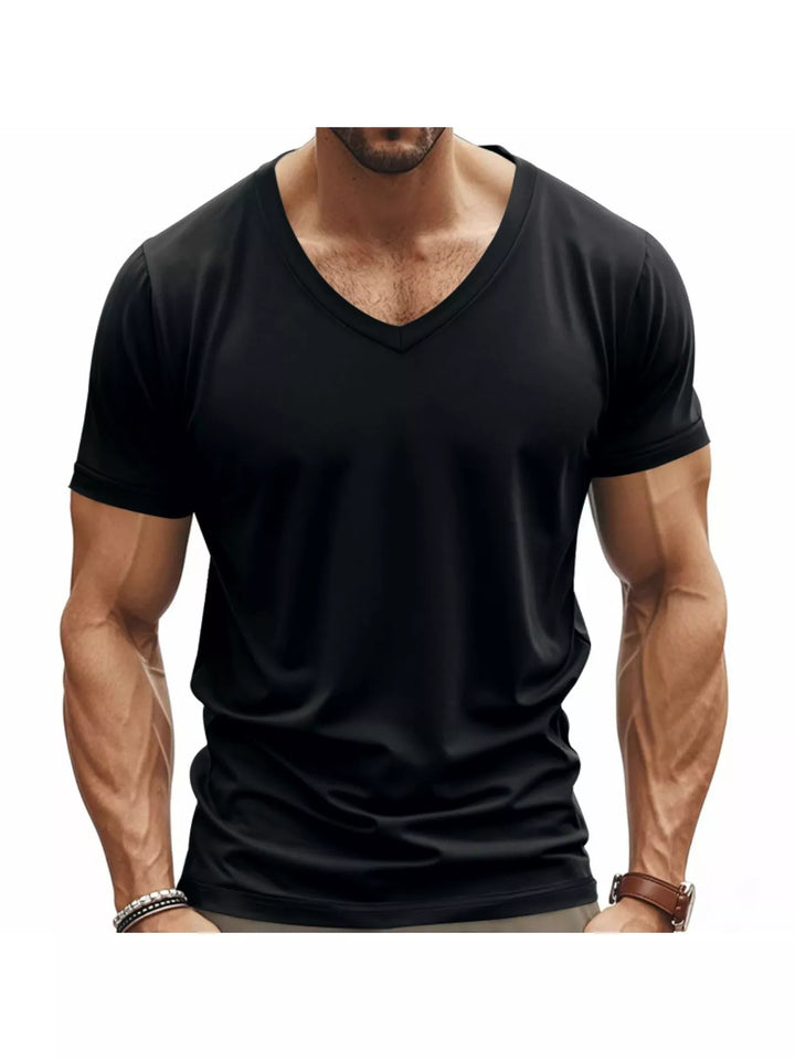 Men's Full Size Slim Fit V-Neck Basic T-Shirt Plus Size