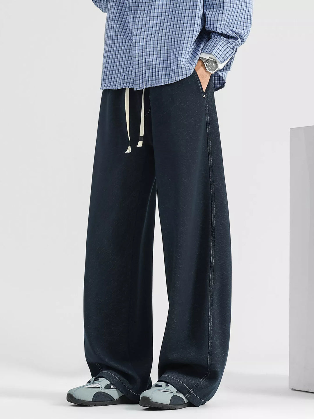 Men's Plus Size Loose Fit Drawstring Wide Leg Jeans