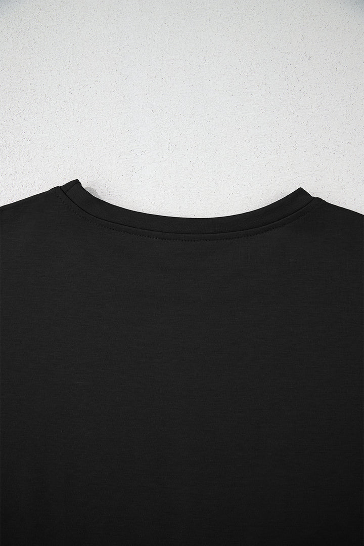 Black 2pcs Cropped Tee and Ruffle High Waist Skort Set