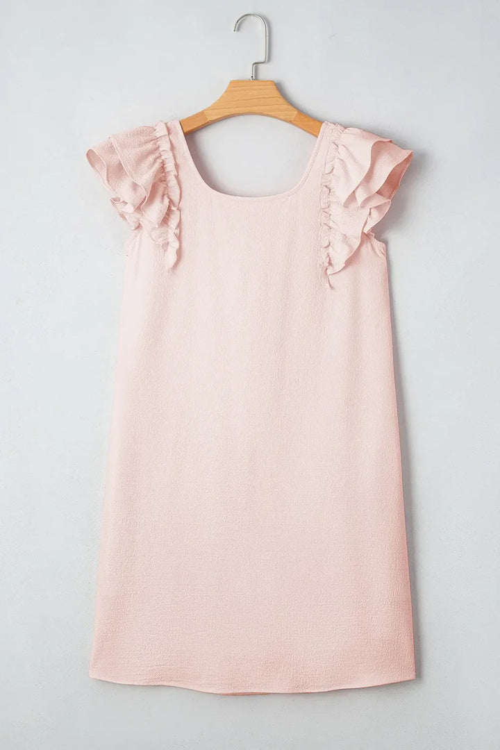 Ruffle Sleeve Bow Back Mini Dress