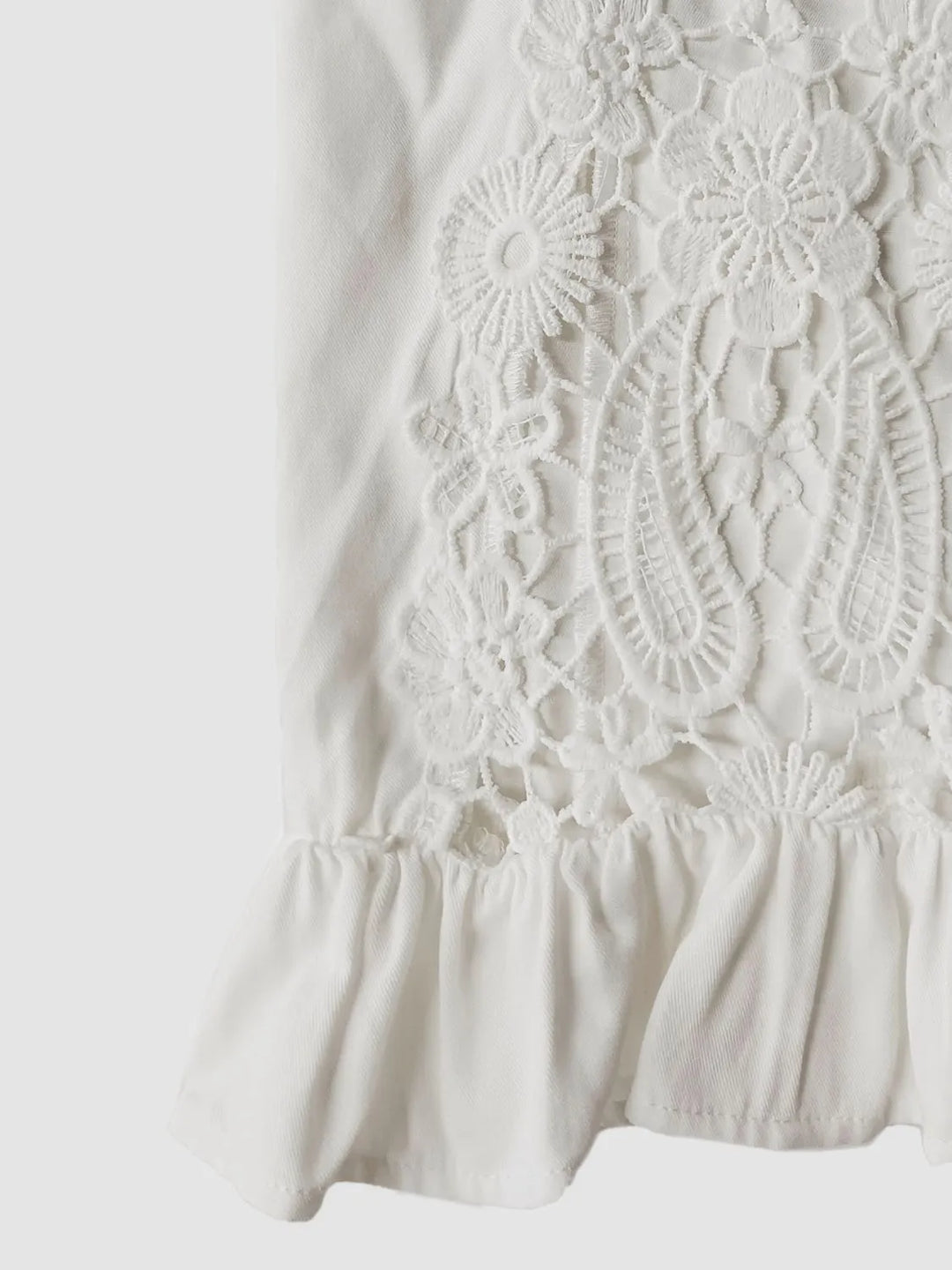 V-Neck Lace Flounce Sleeve Top