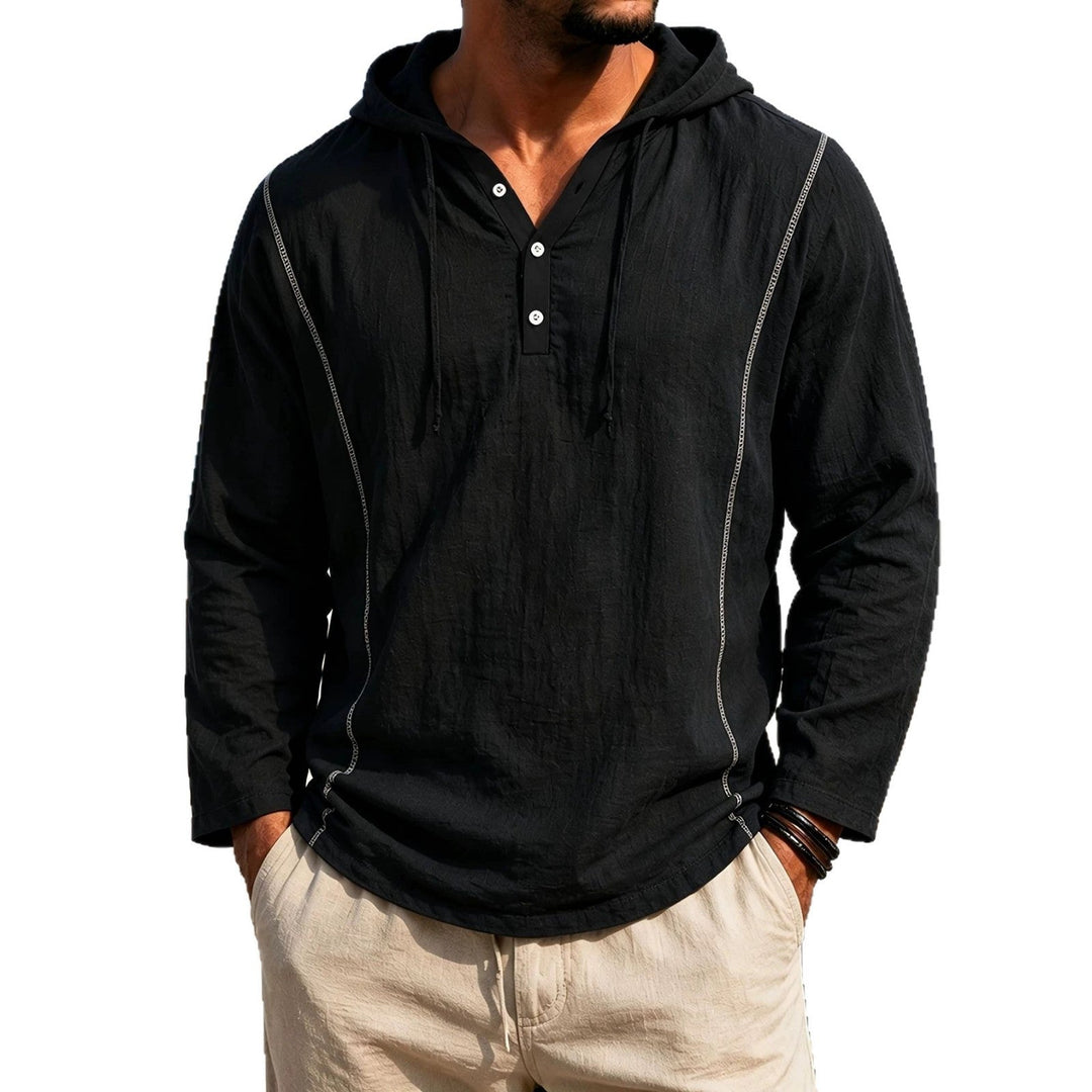 Mens Casual Stylish Loose-fitting Long-sleeve Hooded Sweatshirt