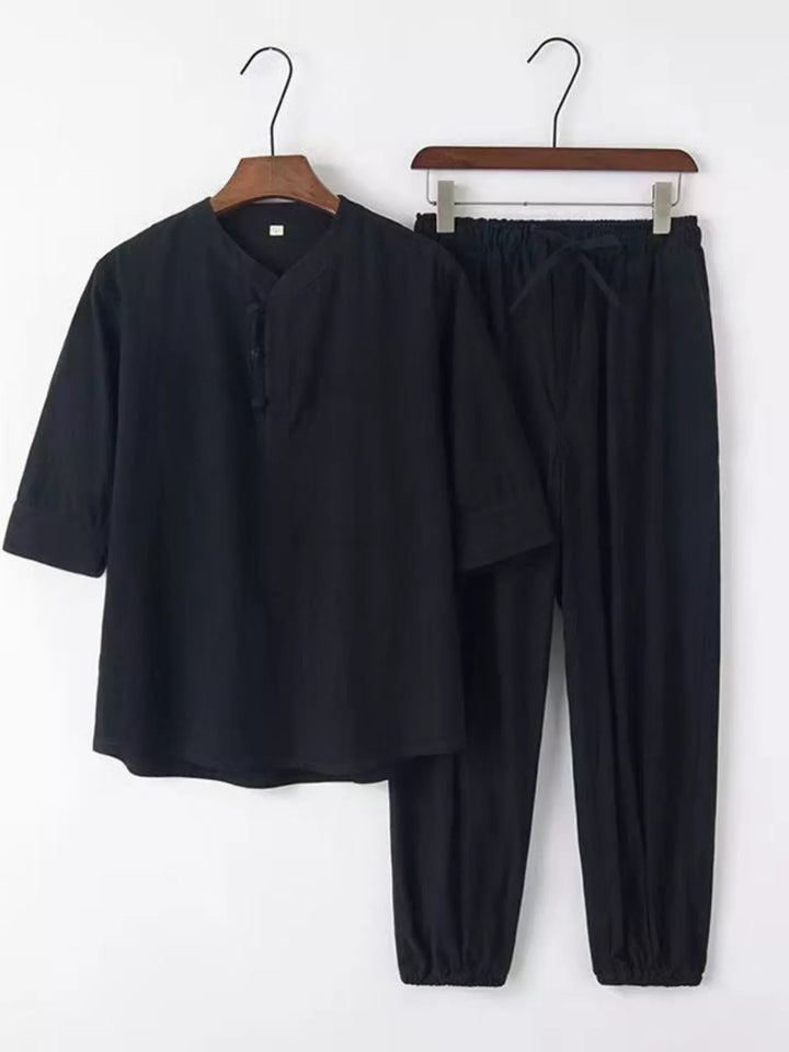 Men's Plus Size 3/4 Sleeve Top and Pants Set