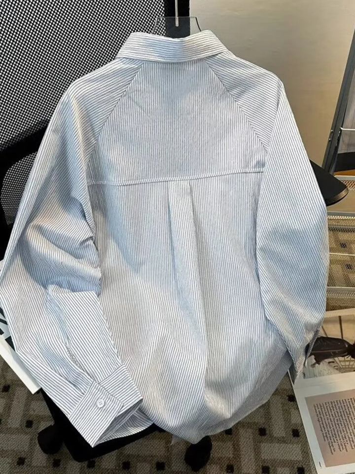 Men's Color Block Striped Long Sleeve Shirt