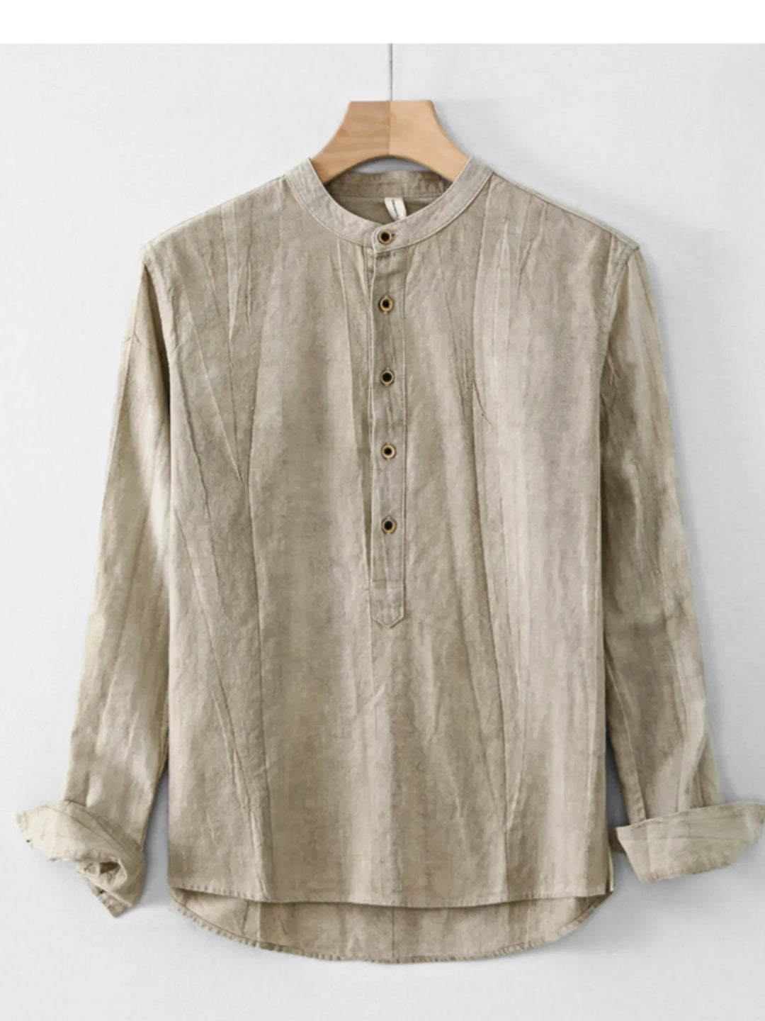 Men's Plus Size Button Front Long Sleeve Blouse