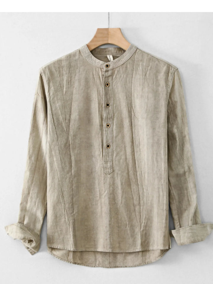 Men's Plus Size Button Front Long Sleeve Blouse