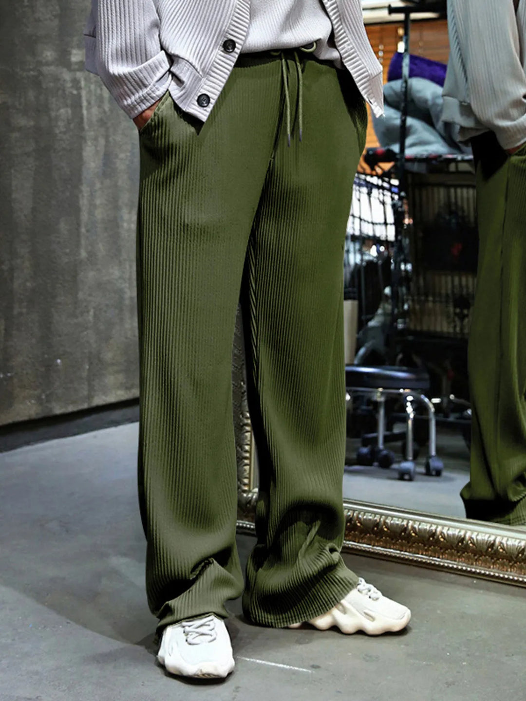 Men's Full Size Relaxed Fit Drawstring Wide Leg Pants Plus Size