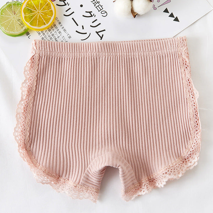 Anti-Exposure Crotch-Lined Pure Cotton Lace Summer Girls Safety Pants