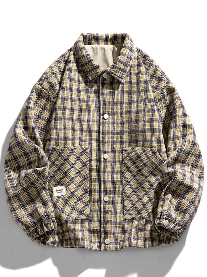 Men's Plus Size Casual Plaid Button-Up Jacket