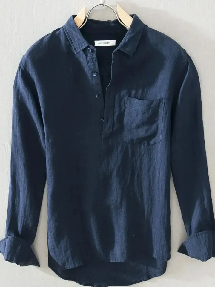 Men's Plus Size Button Detail Long Sleeve Blouse