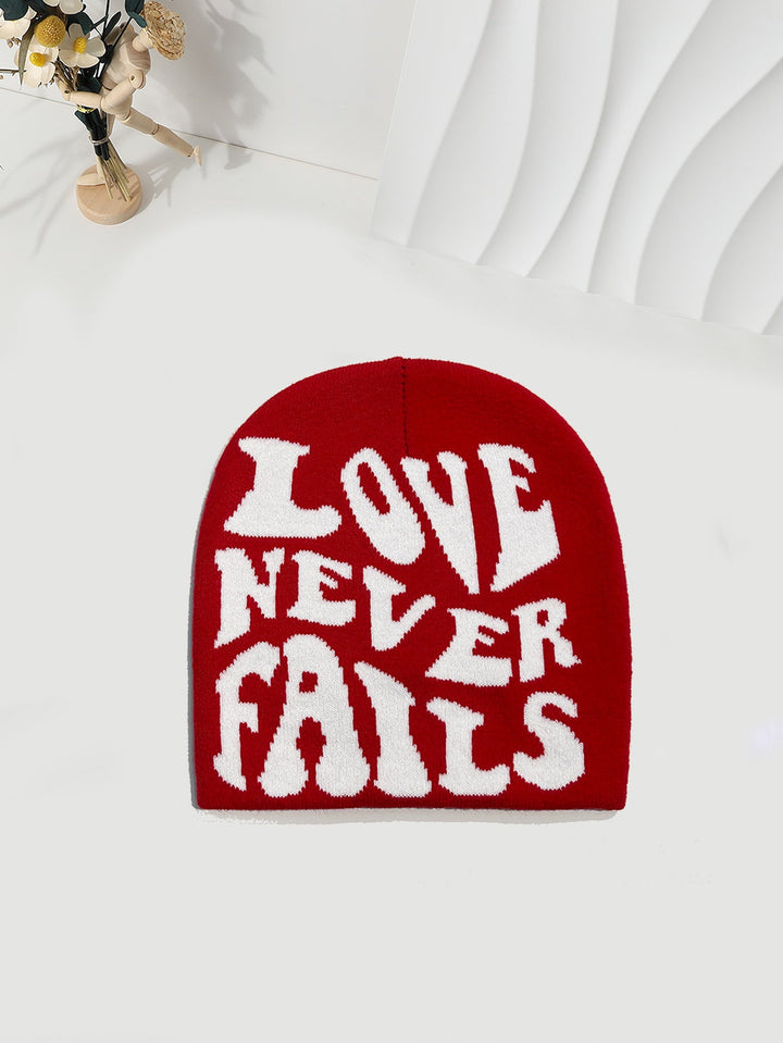 Knitted Jacquard Hat One-size Fits All Beanie Cold Weather Hat Letter Jacquard