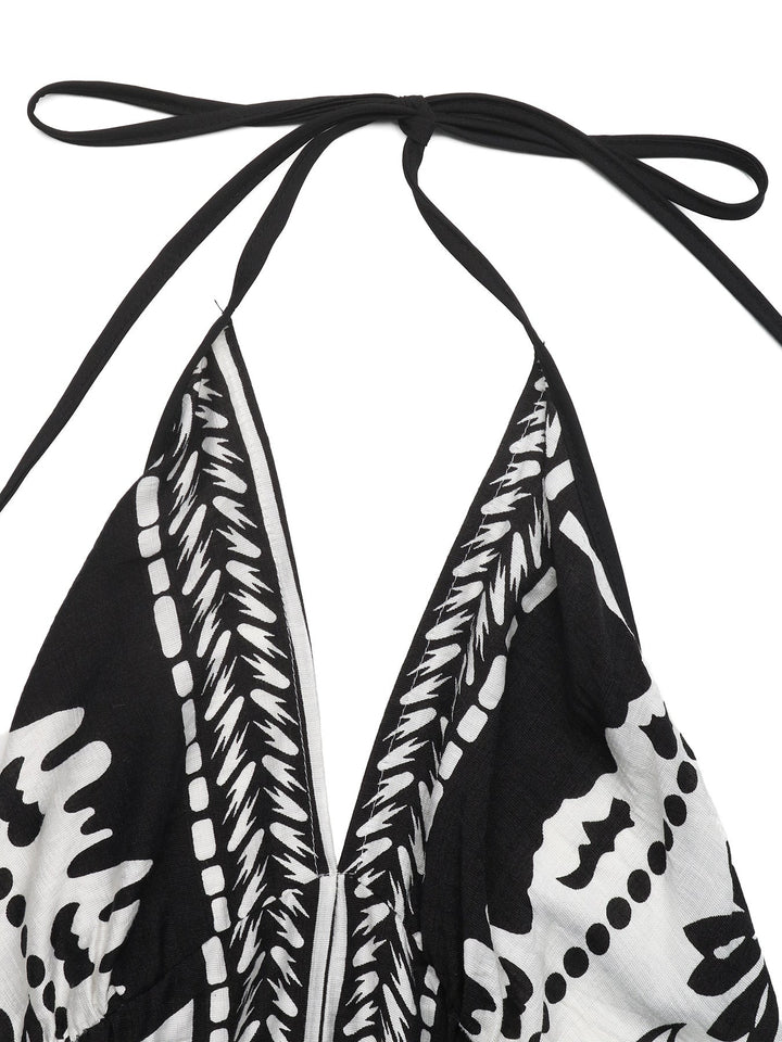 Printed Halter Neck Maxi Dress