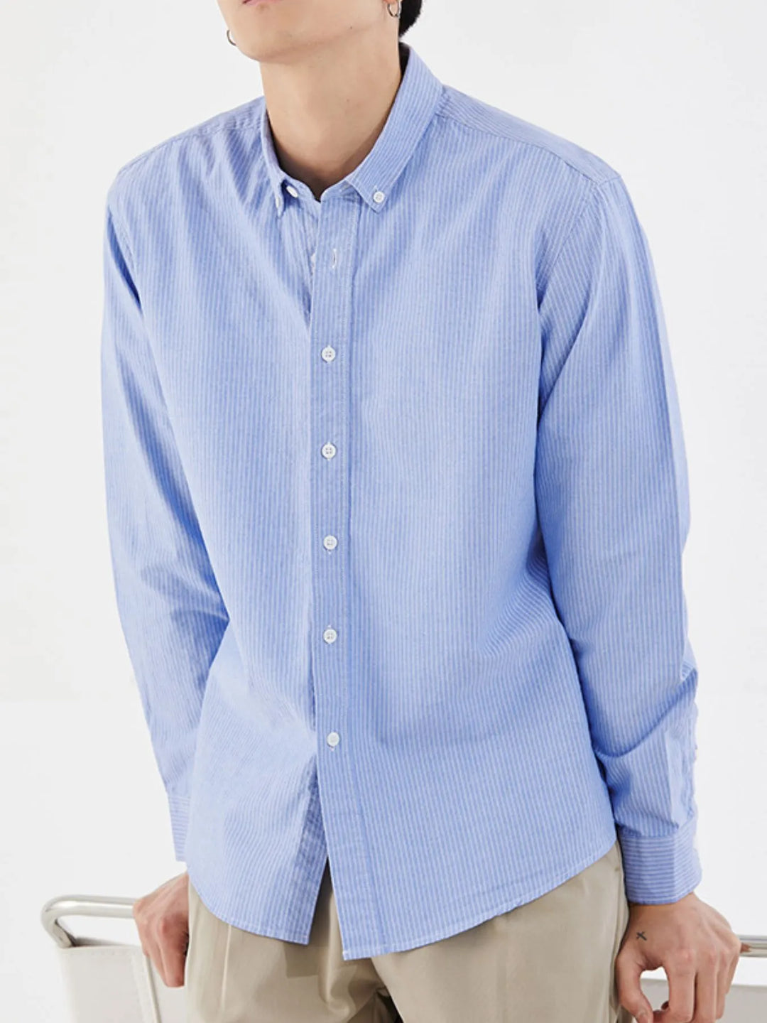 Men's Full Size Striped Button Up Long Sleeve Shirt Plus Size