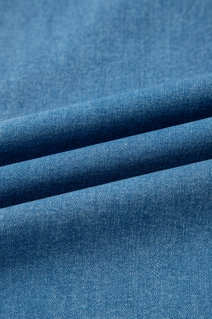 Dusk Blue Retro Washed Patch Pocket Loose Jeans