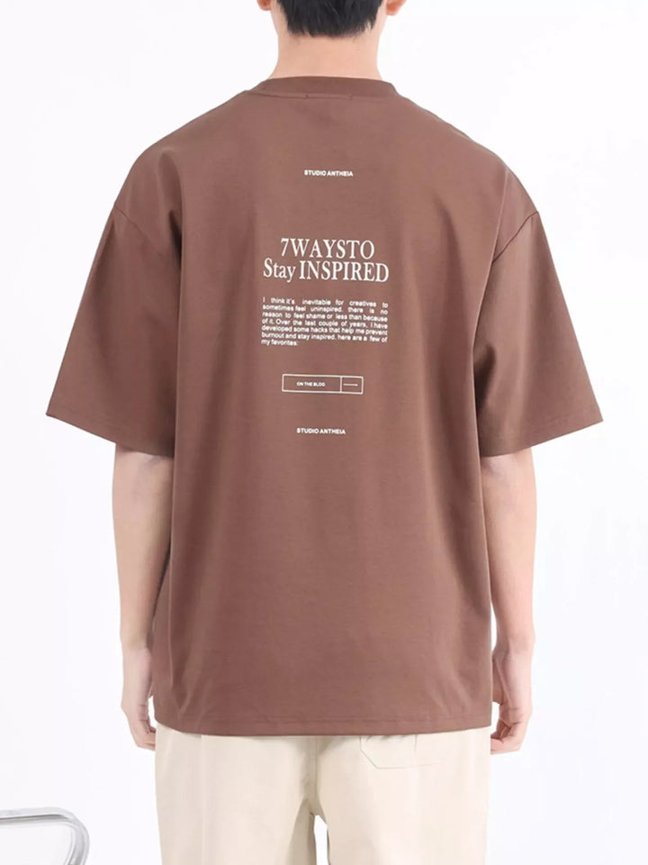 Men's Plus Size Letter Round Neck Oversized T-Shirt