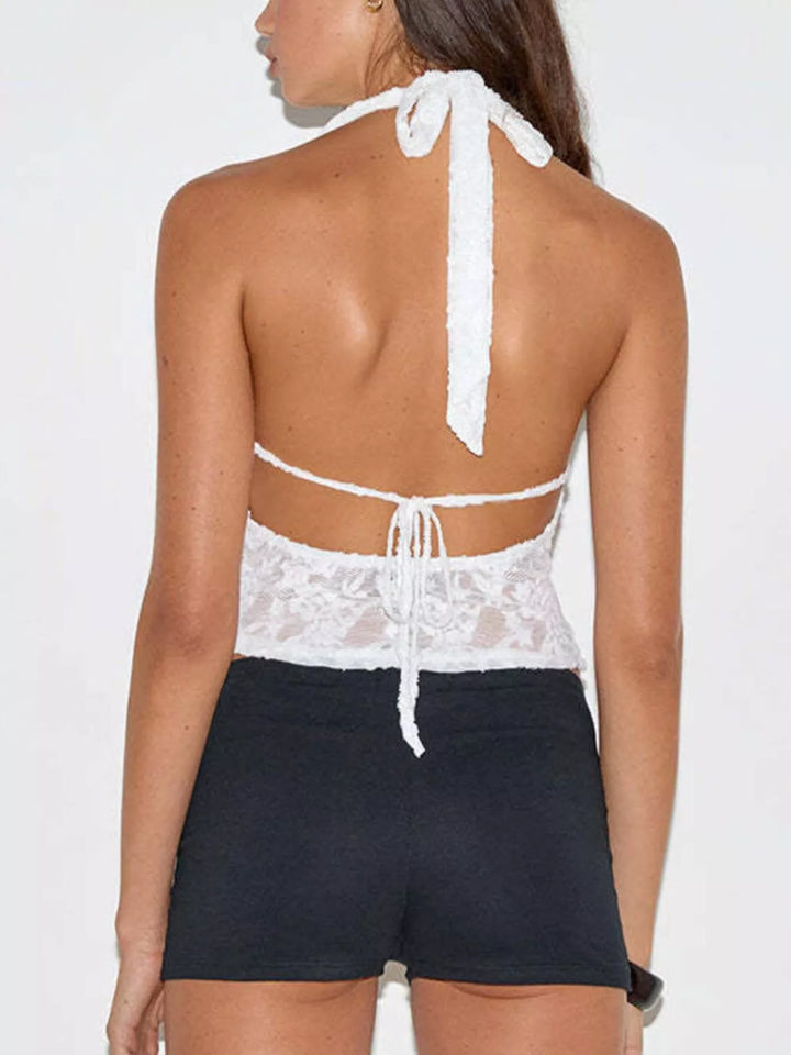Floral Lace Halter Neck Cami