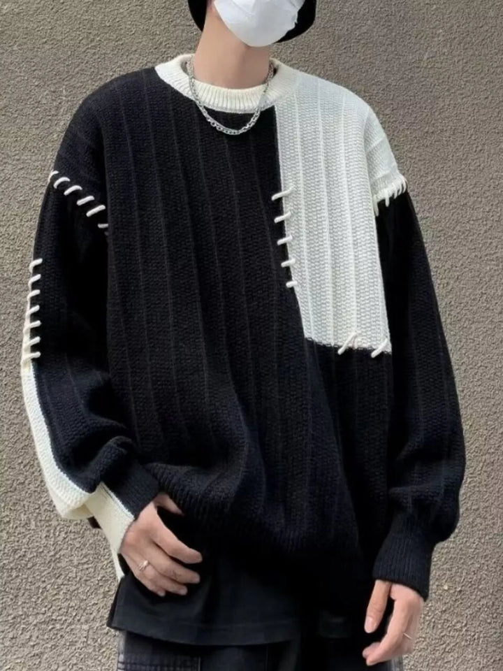 Men's Color Block Round Neck Sweater