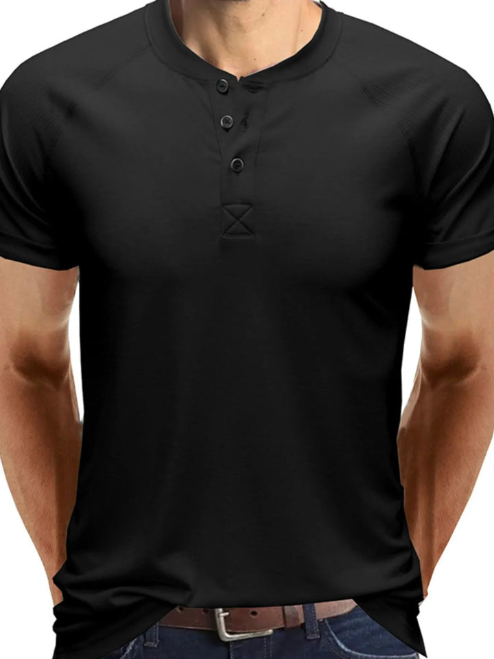Men's Short Sleeve Henley Button Top
