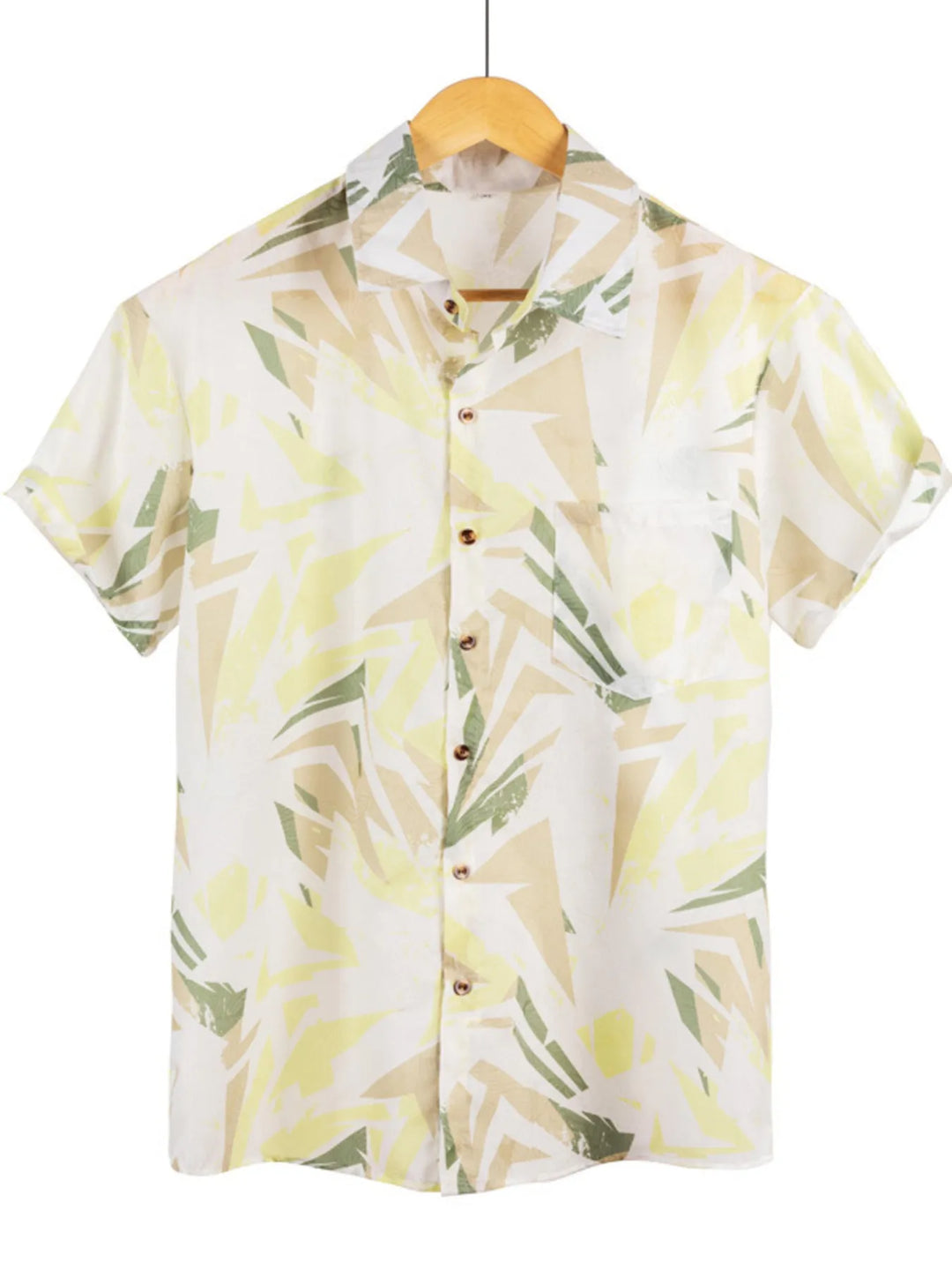 Men's Plus Size Printed Button Up Short Sleeve Shirt