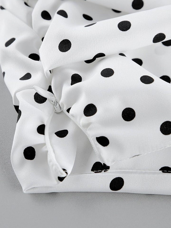 Polka Dot Ruffle Hem Maxi Skirt