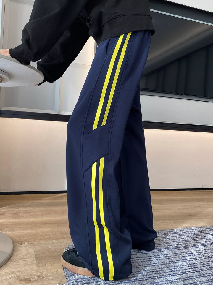 Men's Plus Size Striped Wide-Leg Casual Pants