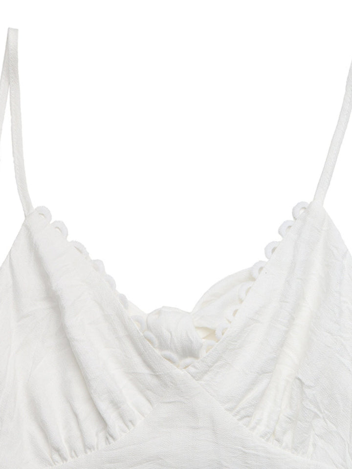 Lace Detail V-Neck Tiered Maxi Dress