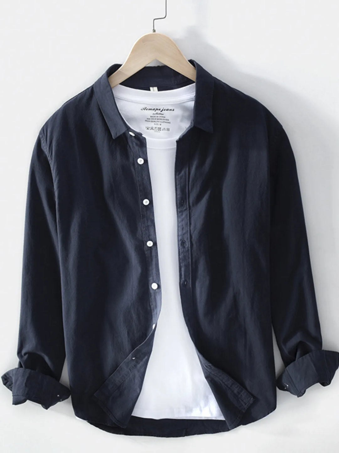 Men's Plus Size Long Sleeve Button-Up Shirt