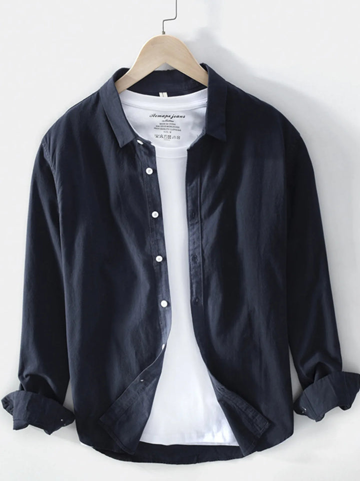 Men's Plus Size Long Sleeve Button-Up Shirt