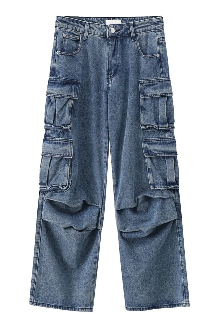 Men's Multi-Pocket Pleated Cargo Jeans